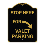 Stop Here for Valet Parking (Right Arrow)