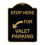 Stop Here for Valet Parking (Left Arrow)