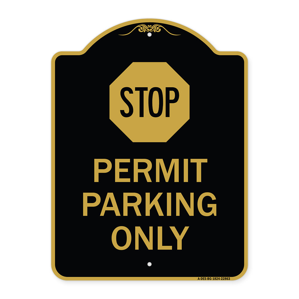 Stop - Permit Parking Only (With Stop Symbol)