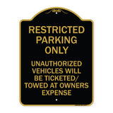 Restricted Parking Only Unauthorized Vehicles Will Be Ticketed Towed at Owners Expense