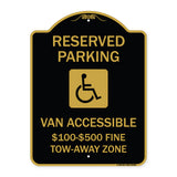 Reserved Parking Van Accessible $100-$500 Fine Tow Away Zone (With Graphic)