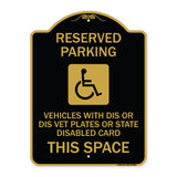 Reserved Parking Vehicles with Dis or Dis Vet Plates or State Disabled Card This Space (With Graphic)
