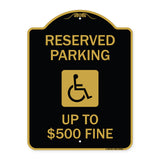 Reserved Parking Up to $500 Fine (Handicapped Symbol)