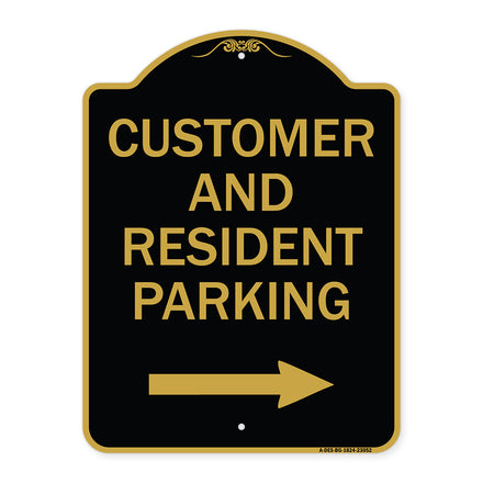 Reserved Parking Sign Customer and Visitor Parking (With Right Arrow)