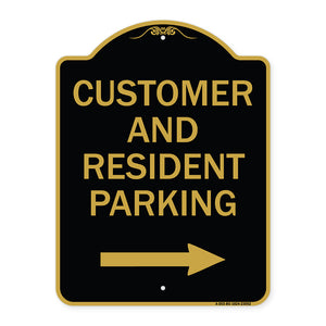 Reserved Parking Sign Customer and Visitor Parking (With Right Arrow)