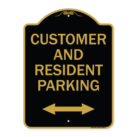 Reserved Parking Sign Customer and Visitor Parking (Bidirectional Arrow)