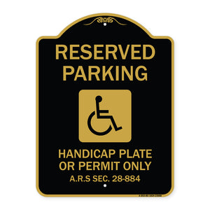 Reserved Parking Handicap Plate or Permit Only A.R.S Sec. 28-884 (Handicapped Symbol)