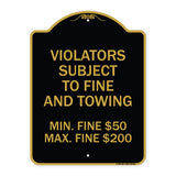 R7-8f Violators Subject to Fine and Towing Min. Fine $50 Max Fine $200