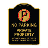 Private Property Violators Towed Away at Owner Expense with No Parking Symbol