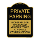 Private Parking Inoperable or Unlicensed Vehicles Towed at Vehicle Owner's Expense
