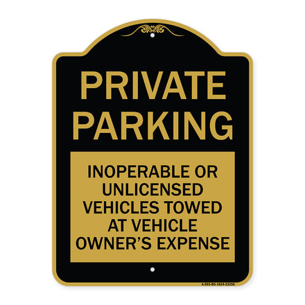 Private Parking Inoperable or Unlicensed Vehicles Towed at Vehicle Owner's Expense