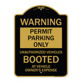 Permit Parking Only Unauthorized Vehicles Booted at Vehicle Owner's Expense
