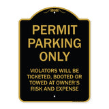 Permit Parking Only Violators Will Be Ticketed Booted or Towed at Owner's Risk and Expense