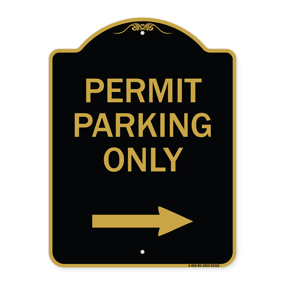 Permit Parking Only (With Right Arrow)