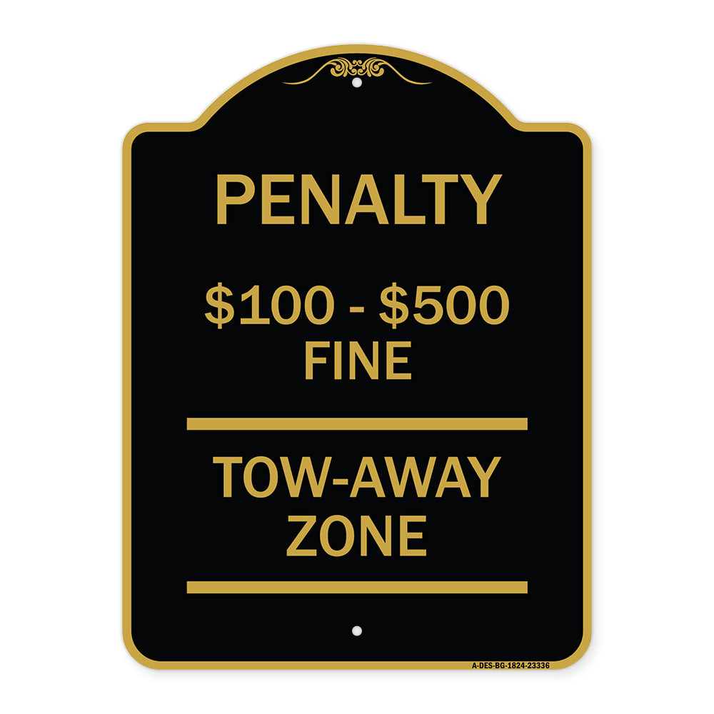 Penalty $100 - $500 Fine Tow Away Zone Virginia Handicap Supplementary Sign