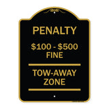 Penalty $100 - $500 Fine Tow Away Zone Virginia Handicap Supplementary Sign