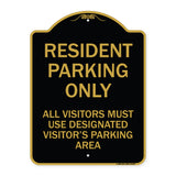 Parking Sign Resident Parking Only All Visitors Must Use Designated Visitors Parking Area