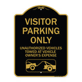 Parking Restriction Sign Visitor Parking Only Unauthorized Vehicles Towed at Owner Expense with Graphic