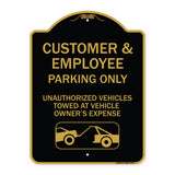 Parking Restriction Sign Customer and Employee Parking Only Unauthorized Vehicles Towed at Owner Expense with Graphic