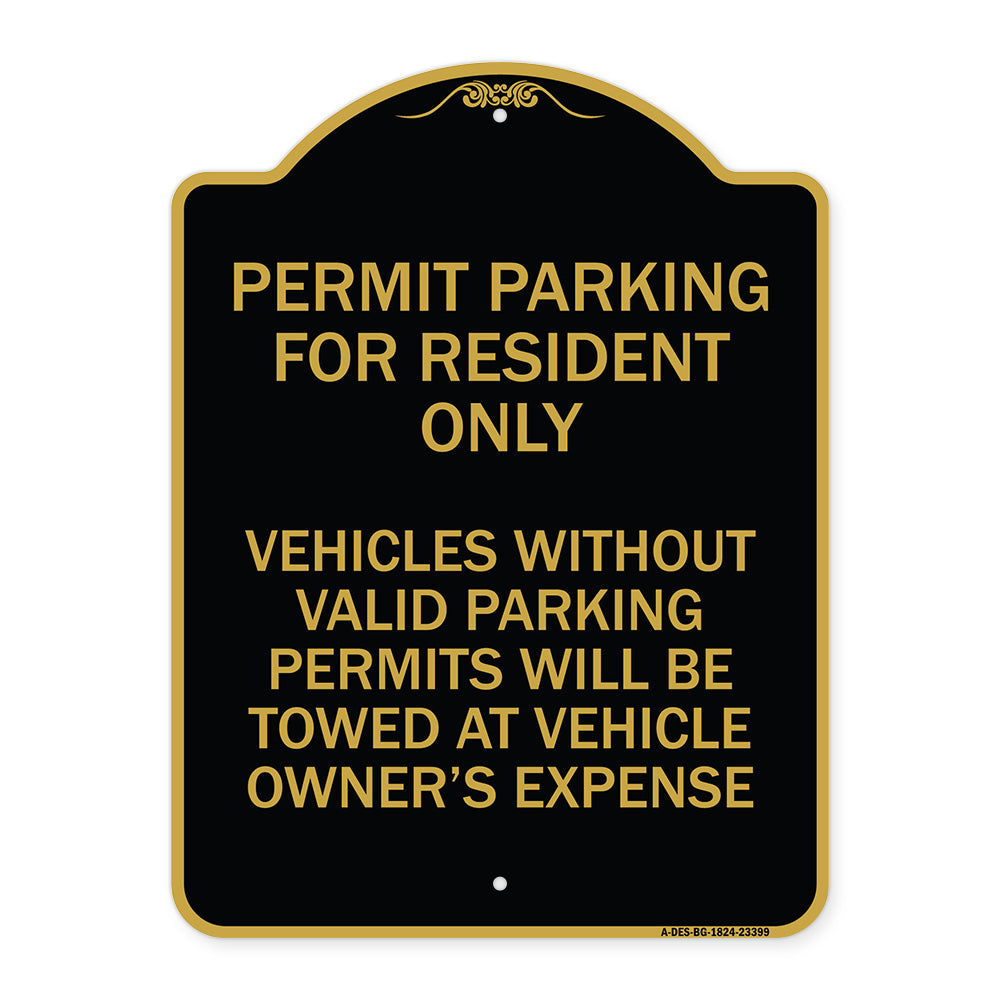Parking Permit Sign Permit Parking for Residents Only Vehicles Without Valid Parking Permits Will Be Towed