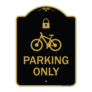 Parking Only (With Cycle and Lock Symbol)