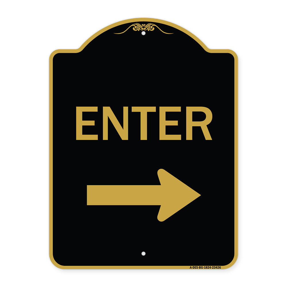 Parking Lot Sign Enter Sign (Right Arrow)