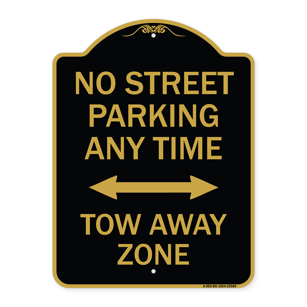 No Street Parking Anytime Tow Away Zone (With Bidirectional Arrow)