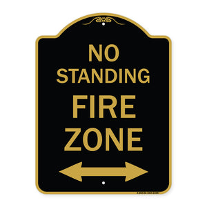 No Standing Fire Zone with Bidirectional Arrow