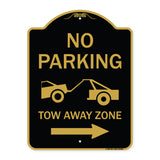 No Parking Tow-Away Zone with Right Arrow