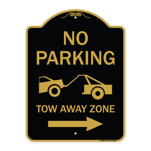 No Parking Tow-Away Zone with Right Arrow