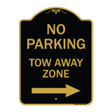 No Parking Tow Away Zone with Right Arrow