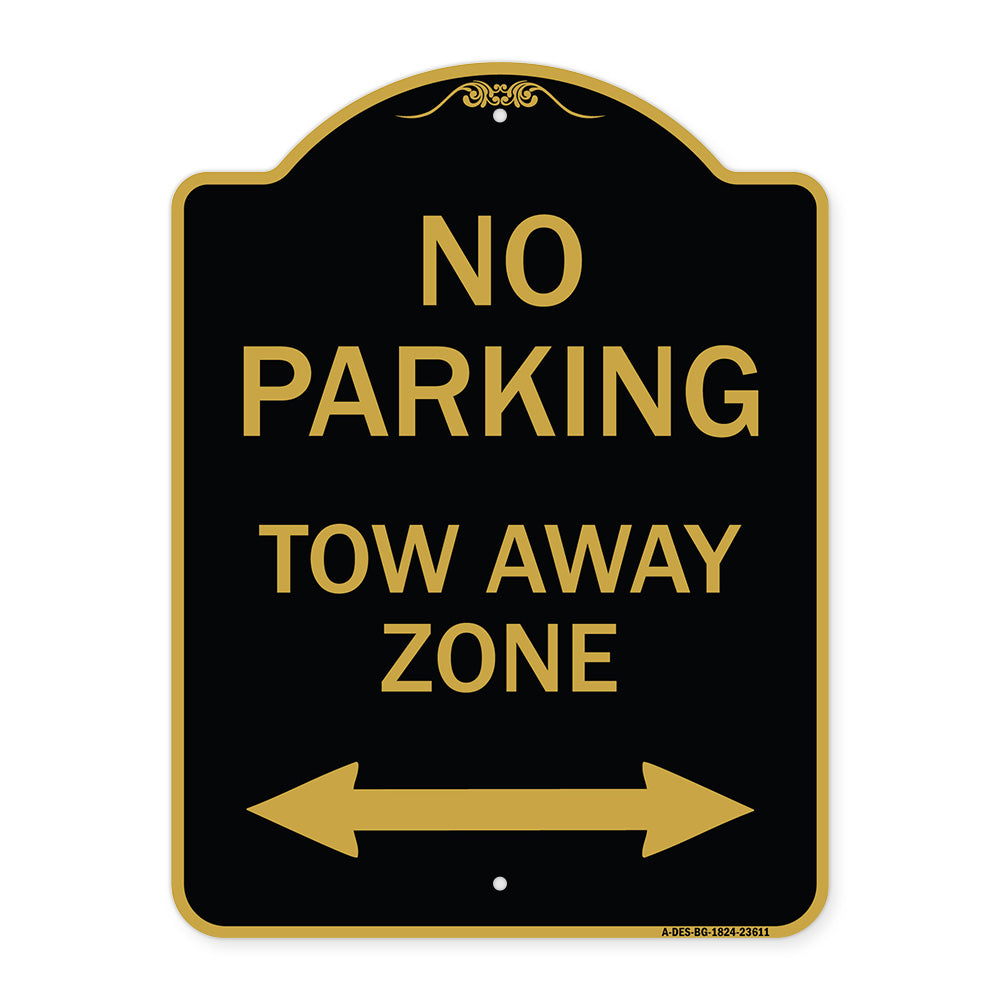 No Parking Tow Away Zone with Bidirectional Arrow