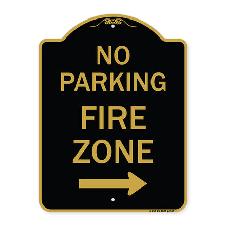 No Parking Fire Zone with Right Arrow