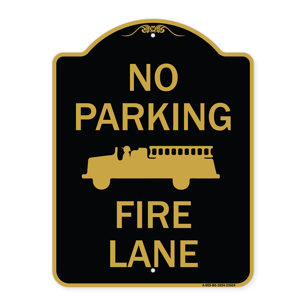 No Parking Fire Lane with Graphic