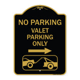No Parking Valet Parking Only (With Right Arrow) (With Car Tow Graphic)