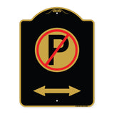 No Parking Symbol with Bidirectional Arrow