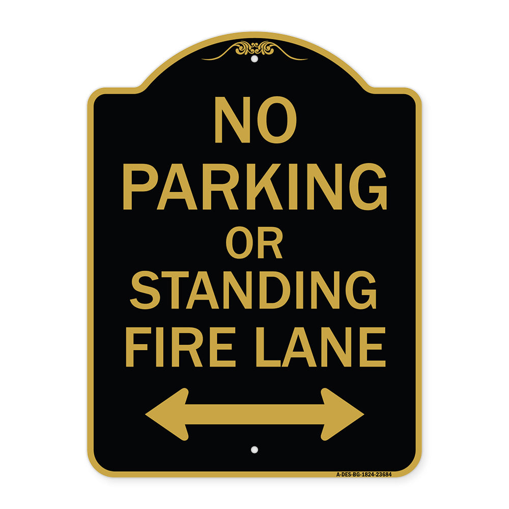 No Parking or Standing Fire Lane (With Bidirectional Arrow)
