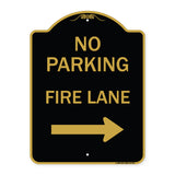 No Parking Fire Lane (With Right Arrow)