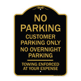 No Parking Customer Parking Only No Overnight Parking - Towing Enforced at Your Expense