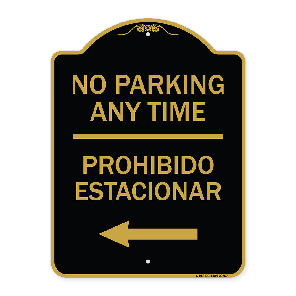 No Parking Anytime Prohibido Estacionar (With Left Arrow)