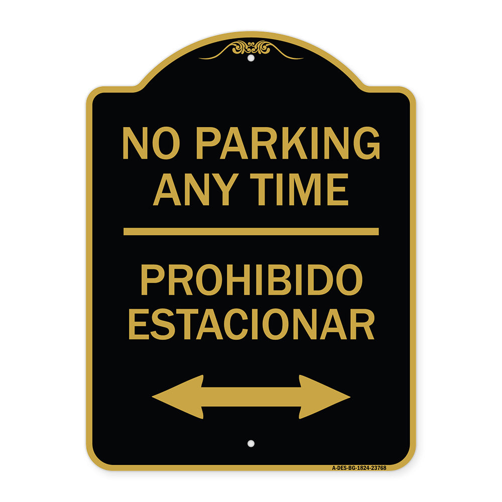 No Parking Anytime Prohibido Estacionar (With Bidirectional Arrow)