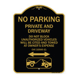 No Parking - Private and Active Driveway Do Not Block Unauthorized Vehicles Will Be Cited and Towed at Owner's Expense