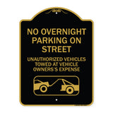No Overnight Parking on Street Unauthorized Vehicles Towed at Vehicle Owner's Expense (With Car Tow Graphic)