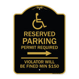 Modern Isa Symbol) Connecticut Reserved Parking Permit Required Violators Will Be Fined Min $150 (With Right Arrow)