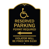 Modern Isa Symbol) Connecticut Reserved Parking Permit Required Violators Will Be Fined Min $150 (With Left Arrow)