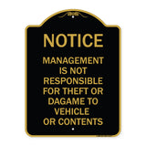 Management Is Not Responsible for Theft or Damage to Vehicles or Contents