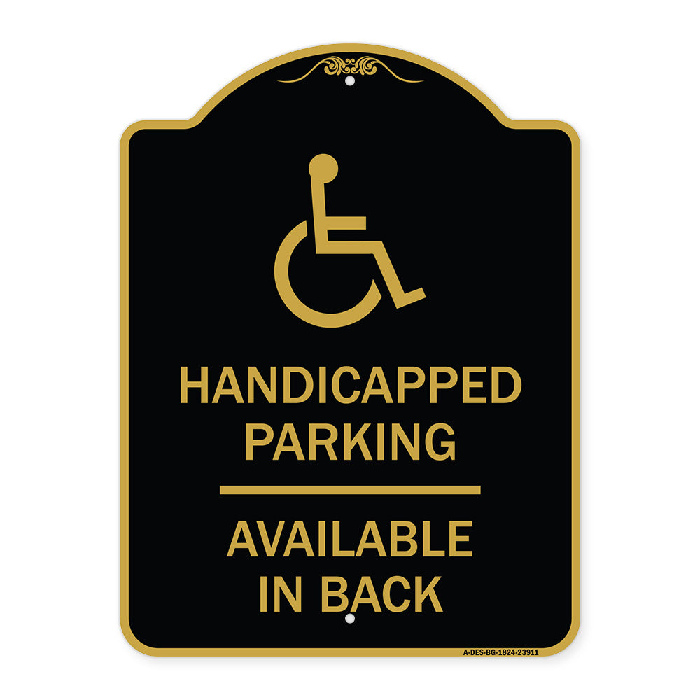 Handicapped Parking Available in Back with Graphic