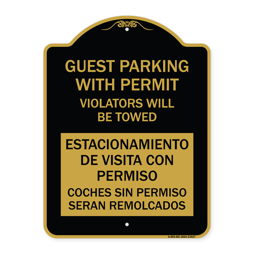 Guest Parking with Permit Violators Will Be Towed Estacionamento De Visita Con Permiso Coches Sin Permiso Seran Remolcadoa