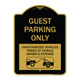 Guest Parking Only Unauthorized Vehicles Towed at Owner Expense with Graphic
