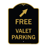 Free Valet Parking with Upper Right Arrow